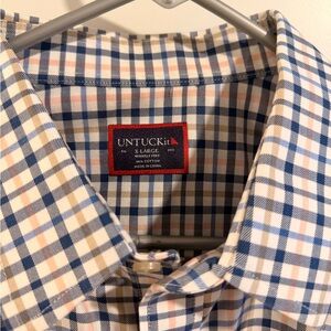 UNTUCKit Men's Blue and Cream Plaid Shirt